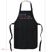I Code Like A Girl Try To Keep Up Funny Coding Developer Apron thumb 0