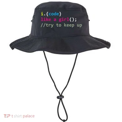 I Code Like A Girl Try To Keep Up Funny Coding Developer Bucket Hat