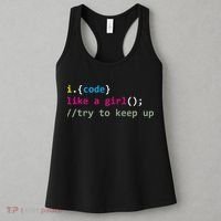 I Code Like A Girl Try To Keep Up Funny Coding Developer Women's Tank Top thumb 3