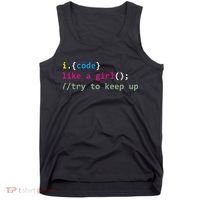 I Code Like A Girl Try To Keep Up Funny Coding Developer Tank Top thumb 0