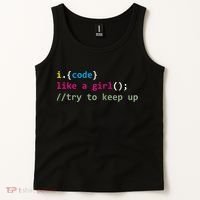 I Code Like A Girl Try To Keep Up Funny Coding Developer Tank Top thumb 2