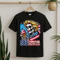 Ice Cream Merica Skull Usa Flag Hair President 4th Of July T-Shirt thumb 2