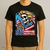 Ice Cream Merica Skull Usa Flag Hair President 4th Of July T-Shirt thumb 3