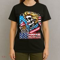 Ice Cream Merica Skull Usa Flag Hair President 4th Of July T-Shirt thumb 4