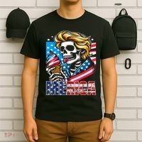 Ice Cream Merica Skull Usa Flag Hair President 4th Of July T-Shirt thumb 6
