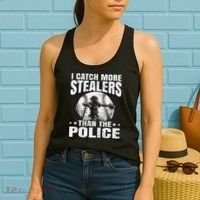 I Catch More Stealers Than The Police Funny Baseball Catcher Women's Tank Top thumb 2