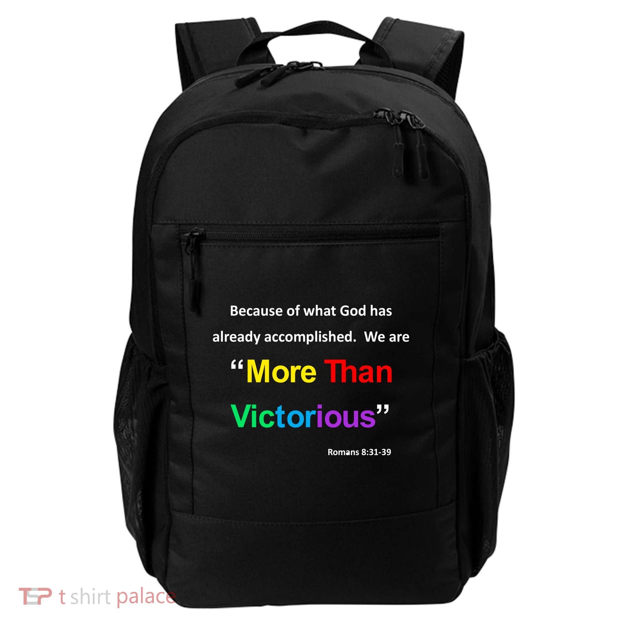Inspirational Christian More Than Victorious Romans 8:31 Backpack