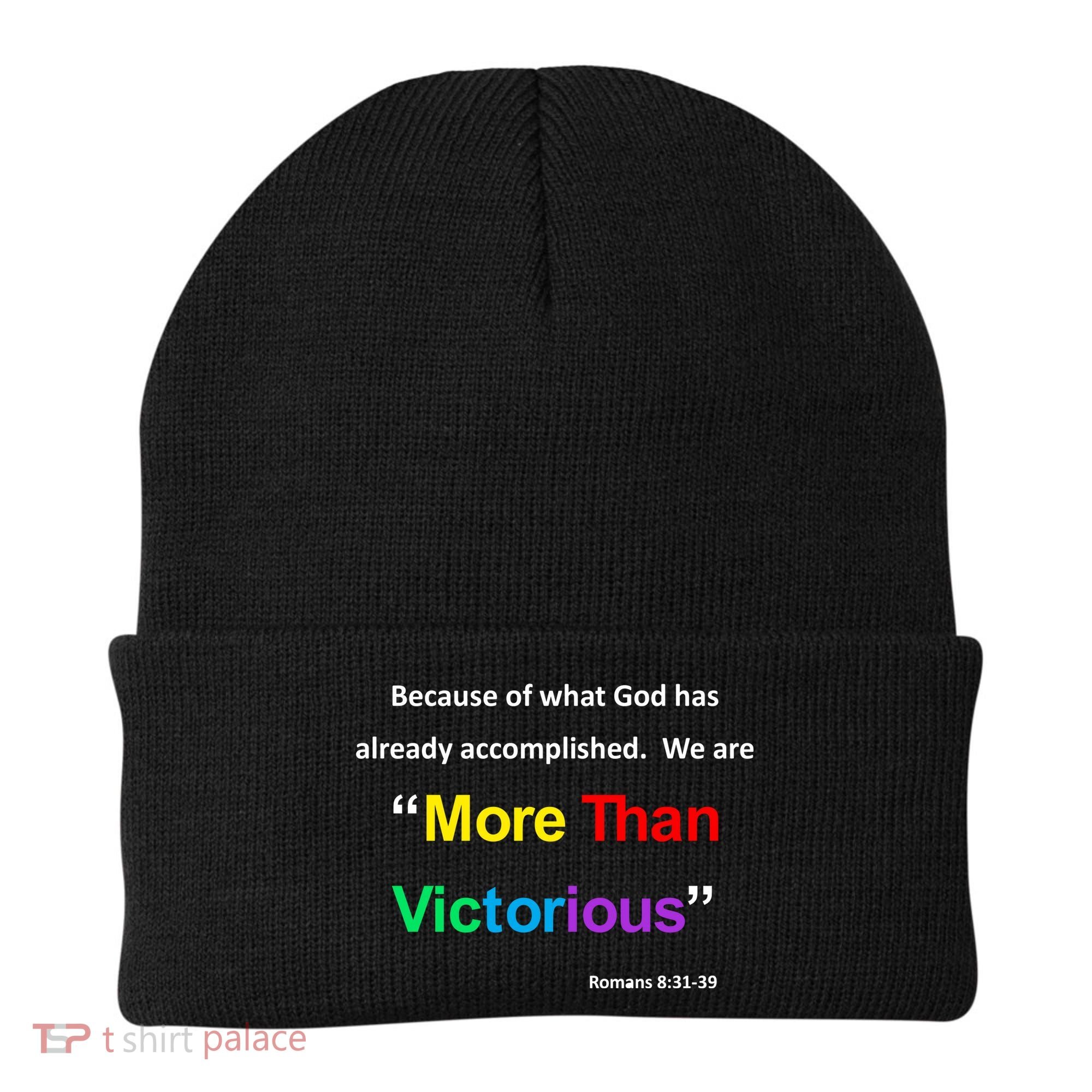 Inspirational Christian More Than Victorious Romans 8:31 Beanie