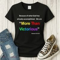 Inspirational Christian More Than Victorious Romans 8:31 Women's T-Shirt thumb 3