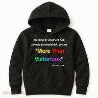 Inspirational Christian More Than Victorious Romans 8:31 Kids Hoodie thumb 0