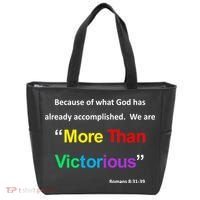 Inspirational Christian More Than Victorious Romans 8:31 Tote Bag thumb 0