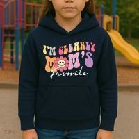 I'm Clearly Mom's Favorite Son Or Daughter Funny Kids Hoodie thumb 3