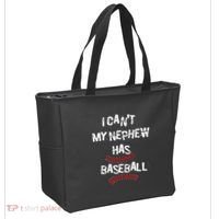 I CanT My Nephew Has Baseball Baseball Aunt Uncle Tote Bag thumb 2