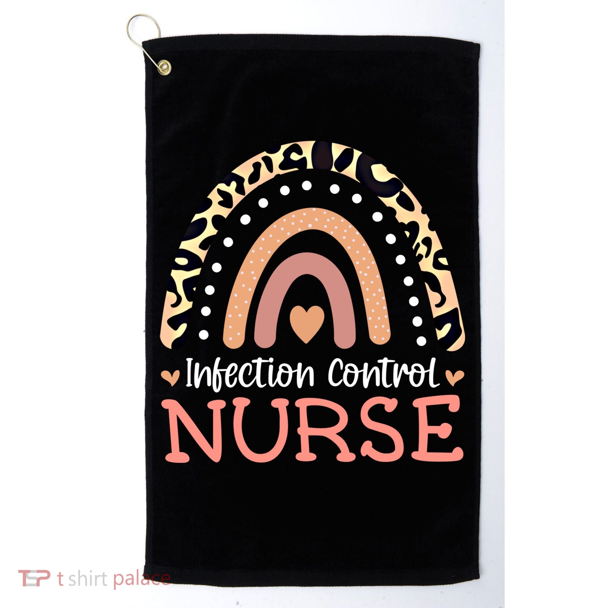 Infection Control Nurse Leopard Rainbow Appreciation Gift Golf Towel