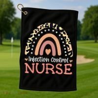 Infection Control Nurse Leopard Rainbow Appreciation Gift Golf Towel thumb 1
