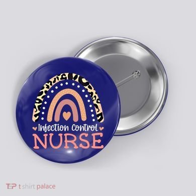 Infection Control Nurse Leopard Rainbow Appreciation Gift Button