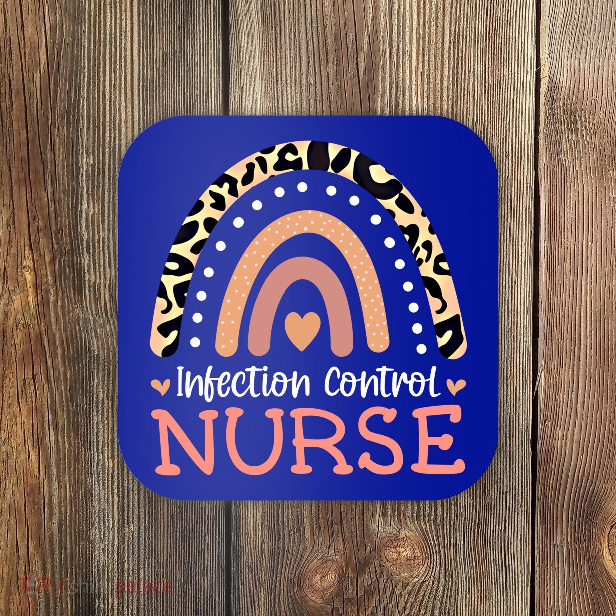 Infection Control Nurse Leopard Rainbow Appreciation Gift Coaster