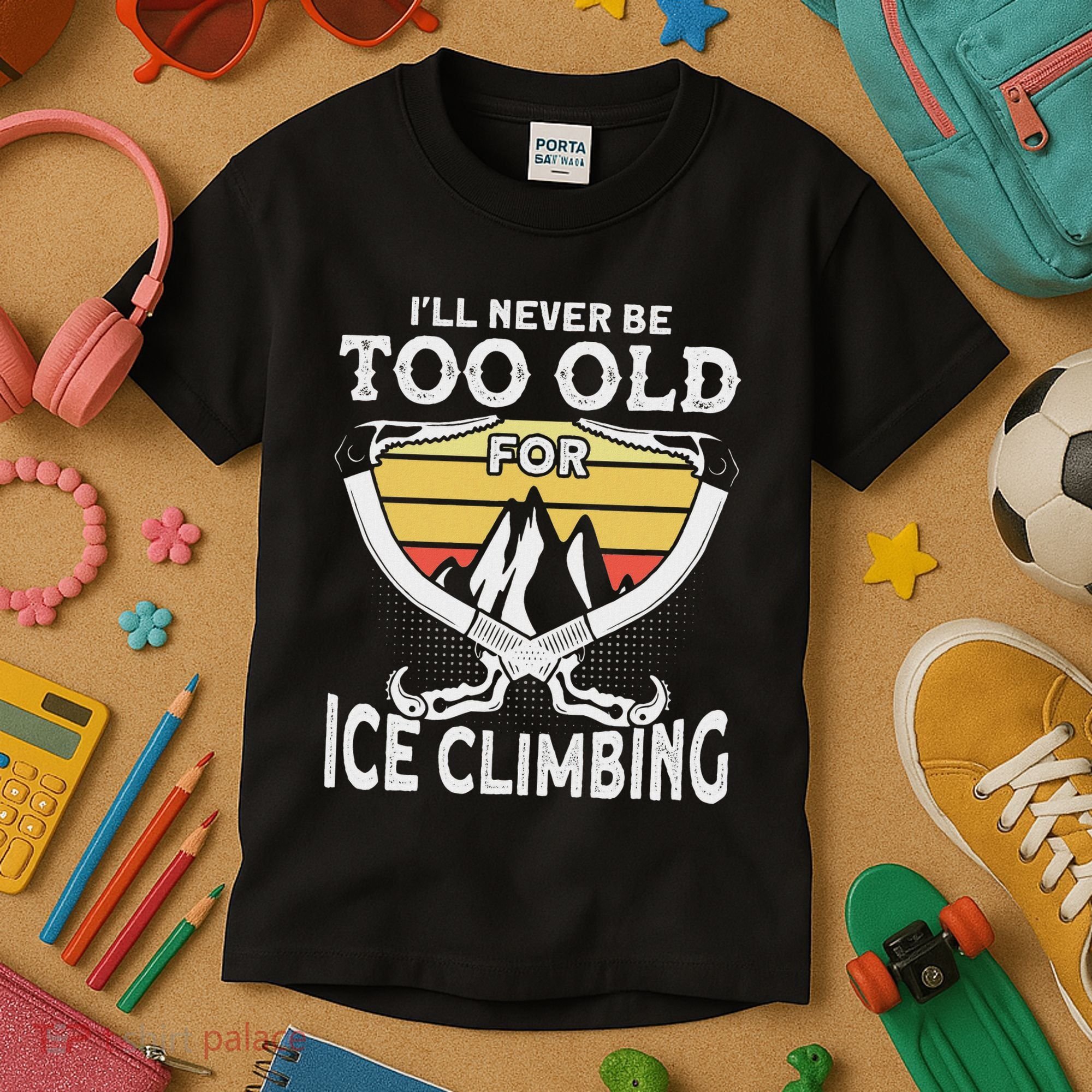 Ice Climber Never Too Old For Ice Climbing Ice Climbing Kids T-Shirt