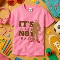 It's Class Not Trashy Fashion Funny Bigfoot Kids T-Shirt thumb 3