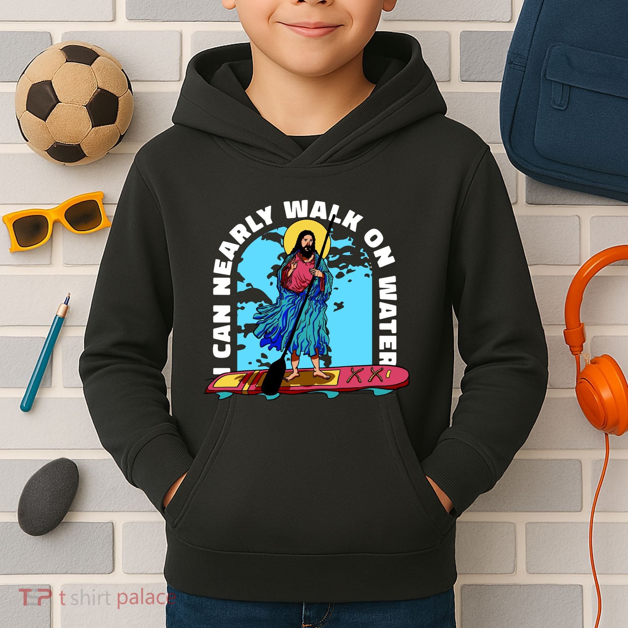 I Can Nearly Walk On Water Jesus Christ Kids Hoodie
