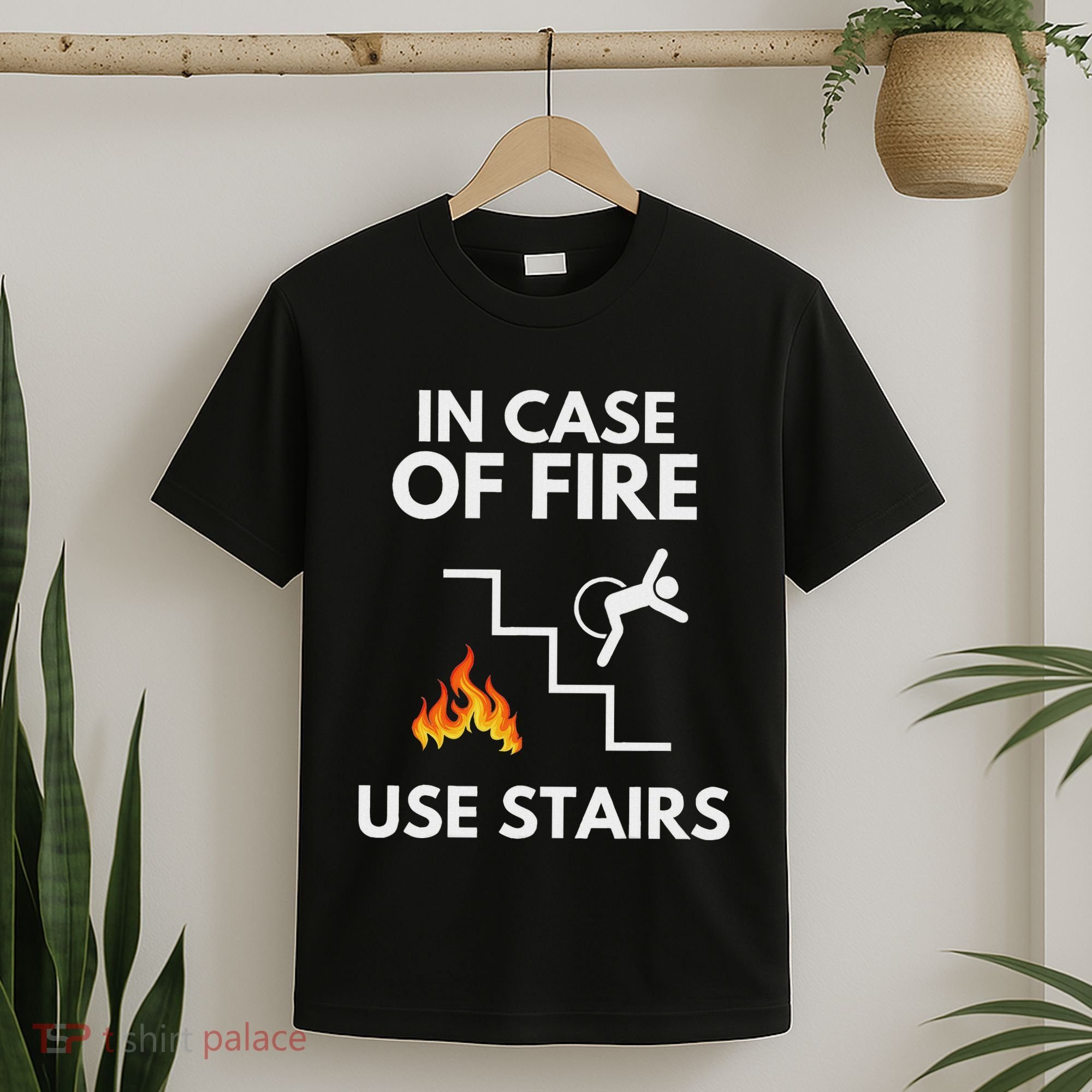 In Case Of Fire Use Stairs Funny Disabled Wheelchair T-Shirt