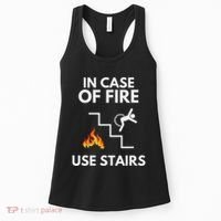 In Case Of Fire Use Stairs Funny Disabled Wheelchair Women's Tank Top thumb 0