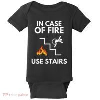 In Case Of Fire Use Stairs Funny Disabled Wheelchair Baby Bodysuit thumb 0
