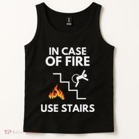 In Case Of Fire Use Stairs Funny Disabled Wheelchair Tank Top thumb 2