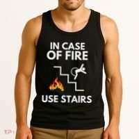 In Case Of Fire Use Stairs Funny Disabled Wheelchair Tank Top thumb 3