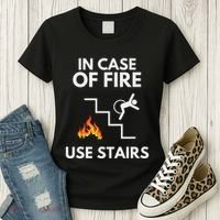 In Case Of Fire Use Stairs Funny Disabled Wheelchair Women's T-Shirt thumb 3