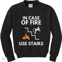 In Case Of Fire Use Stairs Funny Disabled Wheelchair Kids Sweatshirt thumb 0