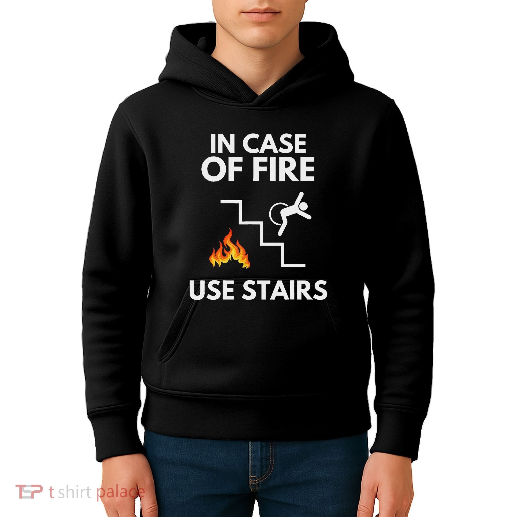 In Case Of Fire Use Stairs Funny Disabled Wheelchair Kids Hoodie