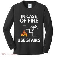 In Case Of Fire Use Stairs Funny Disabled Wheelchair Kids Long Sleeve Shirt thumb 0