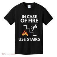 In Case Of Fire Use Stairs Funny Disabled Wheelchair Kids T-Shirt thumb 0