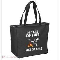 In Case Of Fire Use Stairs Funny Disabled Wheelchair Tote Bag thumb 2