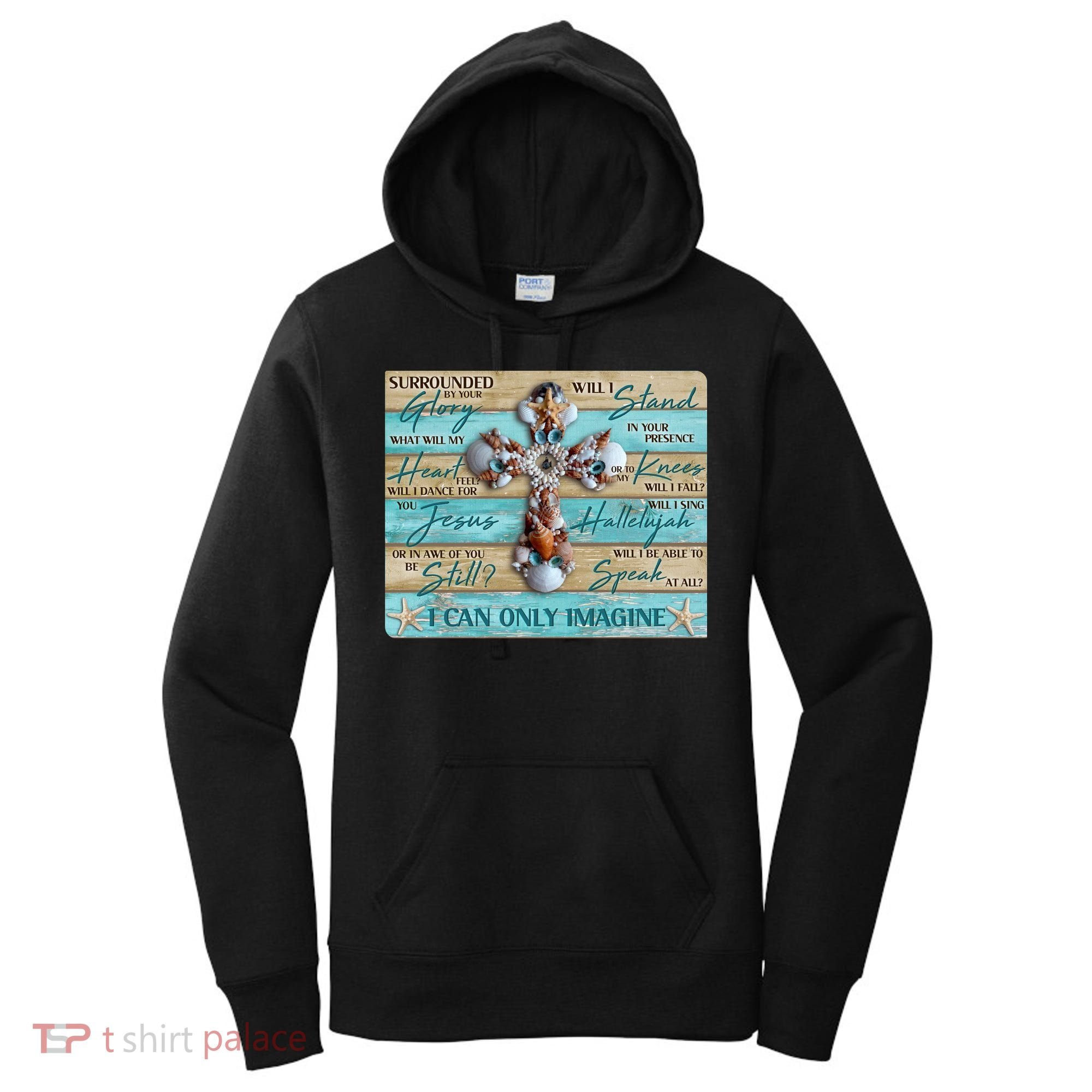 I Can Only Imagine Faith Sea Shell Cross Women's Hoodie