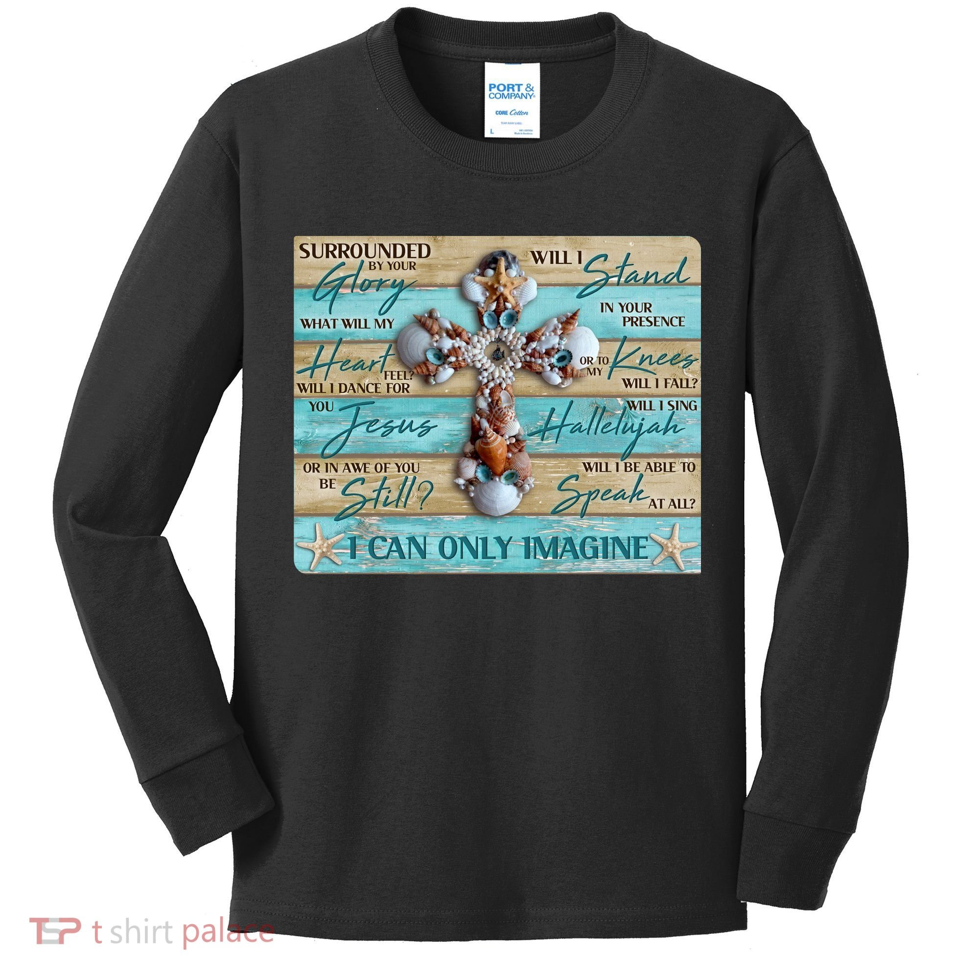 I Can Only Imagine Faith Sea Shell Cross Kids Long Sleeve Shirt