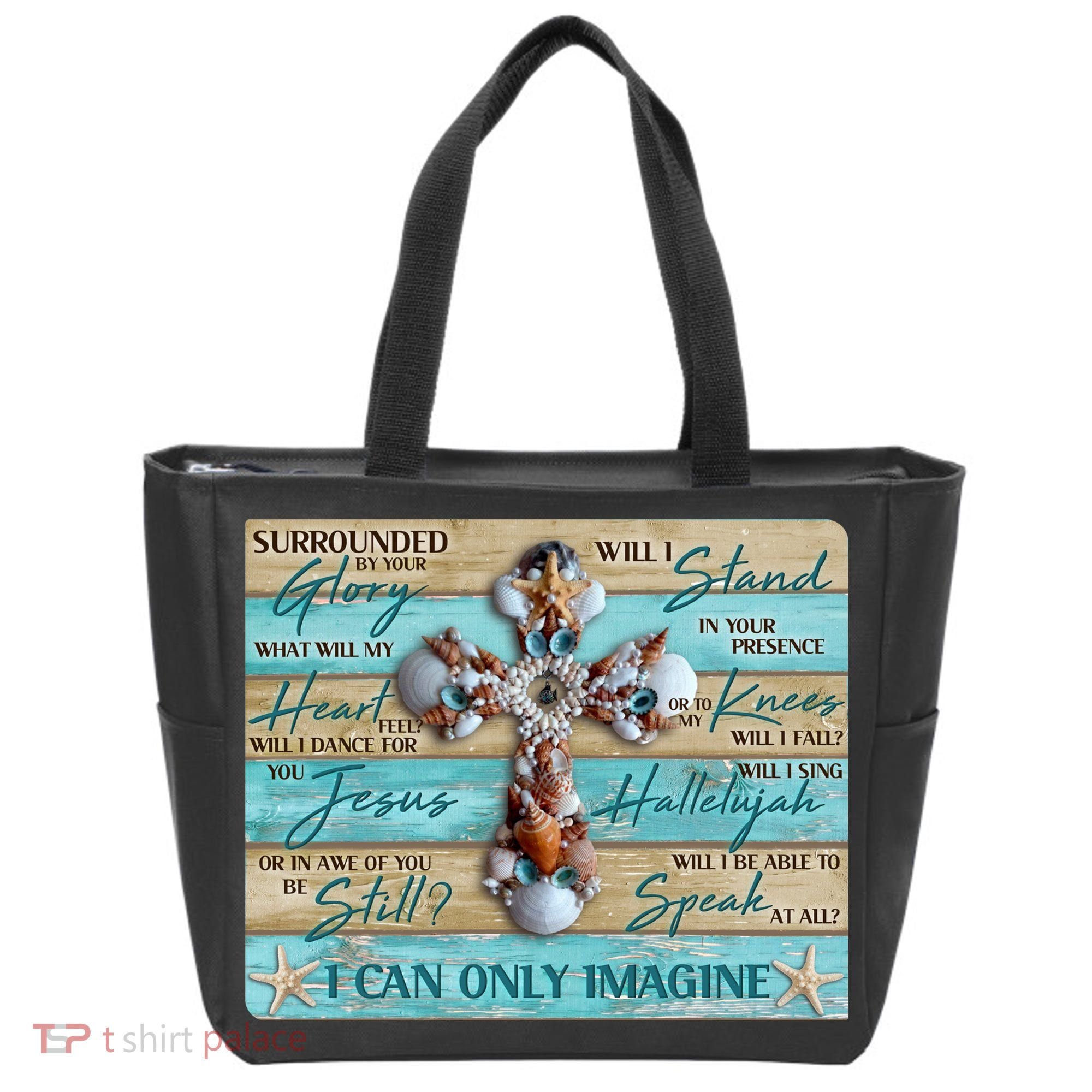 I Can Only Imagine Faith Sea Shell Cross Tote Bag