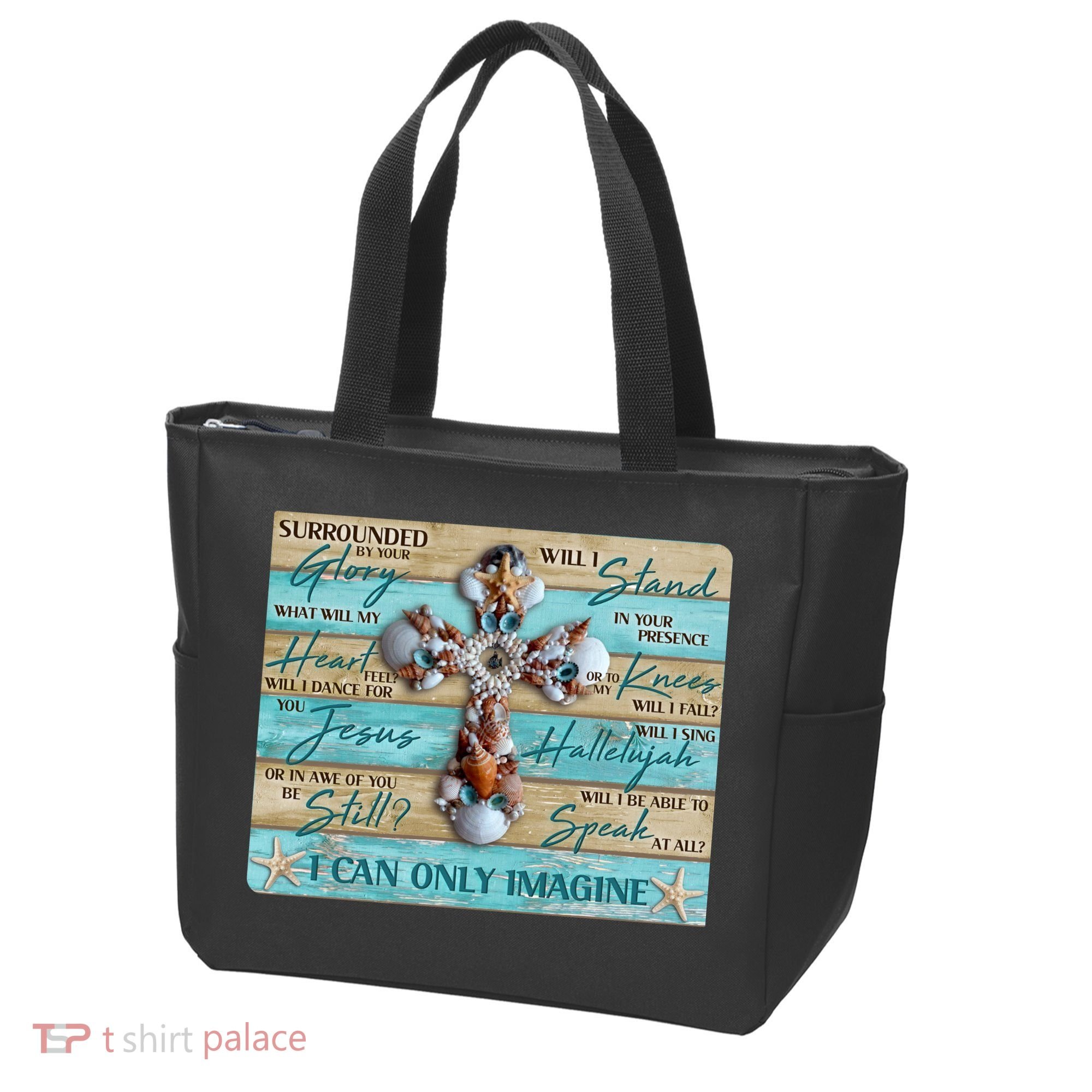I Can Only Imagine Faith Sea Shell Cross Tote Bag