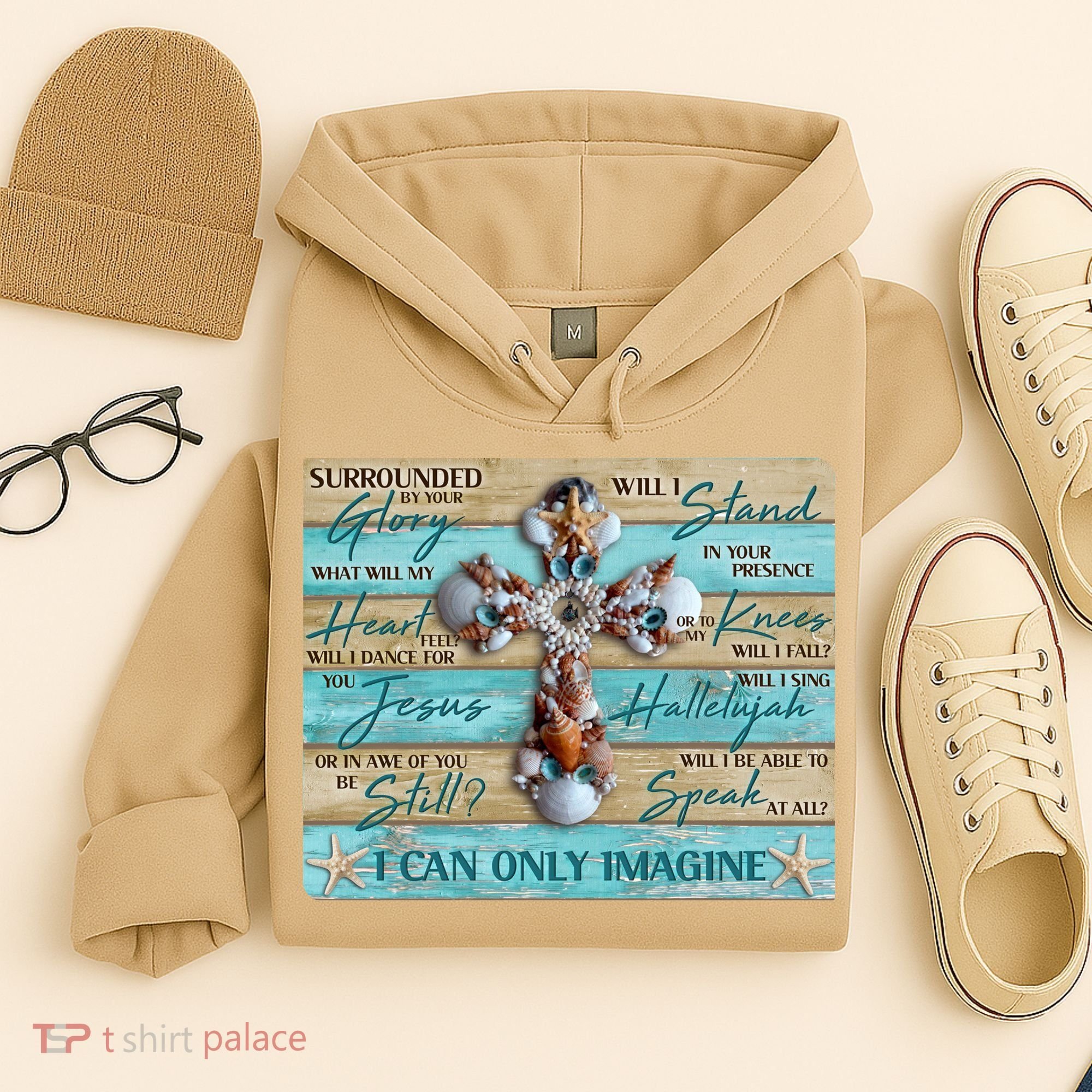 I Can Only Imagine Faith Sea Shell Cross Hoodie