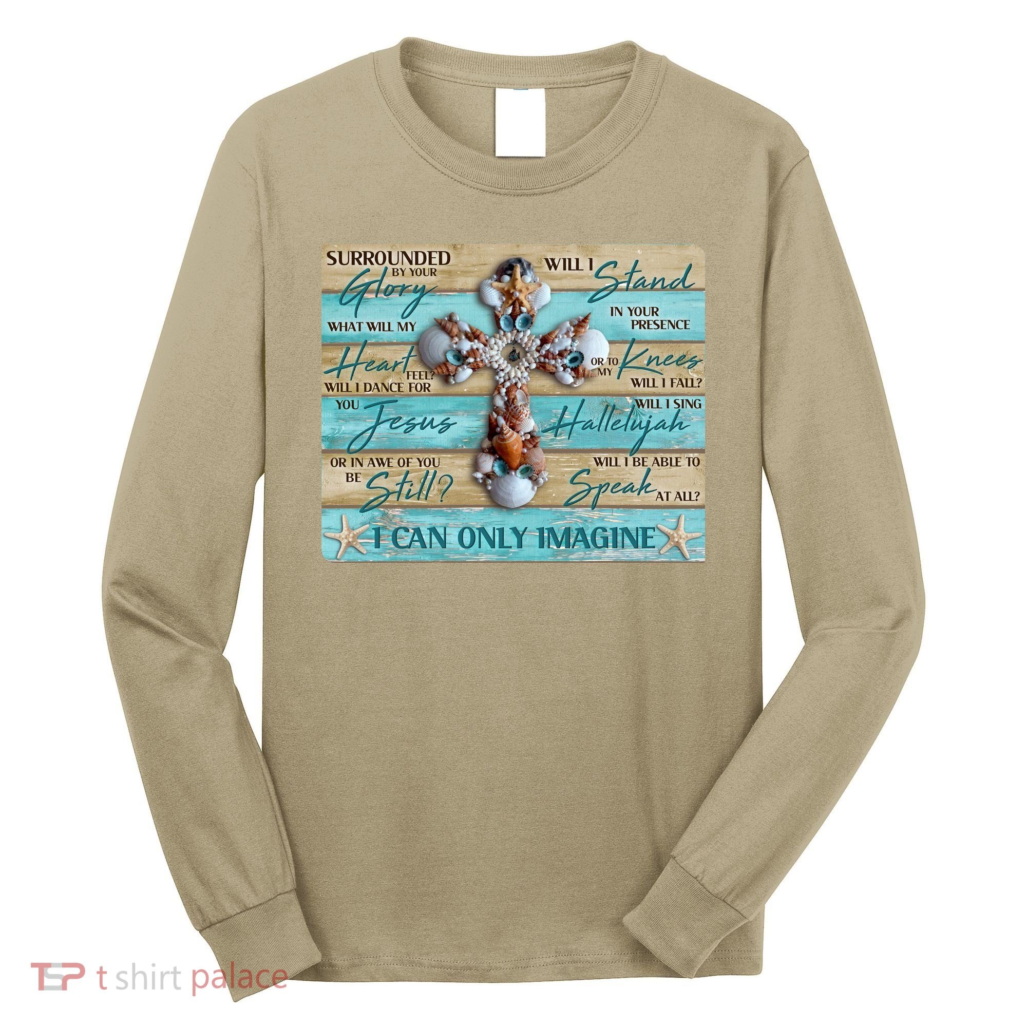 I Can Only Imagine Faith Sea Shell Cross Long Sleeve Shirt