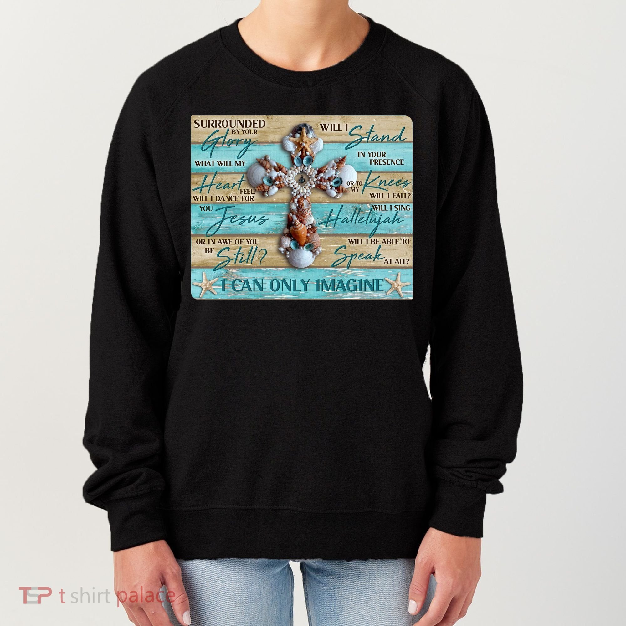 I Can Only Imagine Faith Sea Shell Cross Women's Sweatshirt