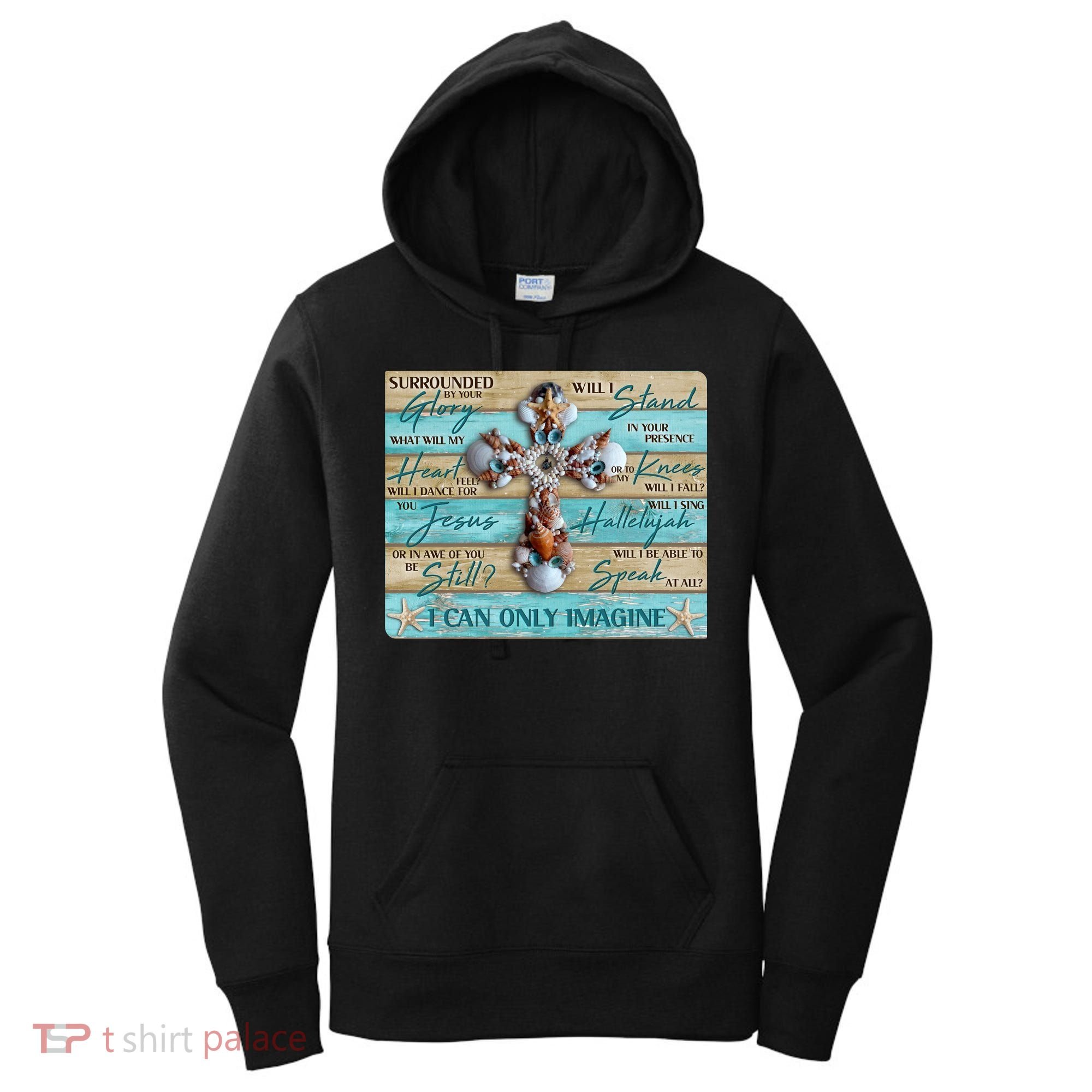 I Can Only Imagine Faith Sea Shell Cross Women's Hoodie