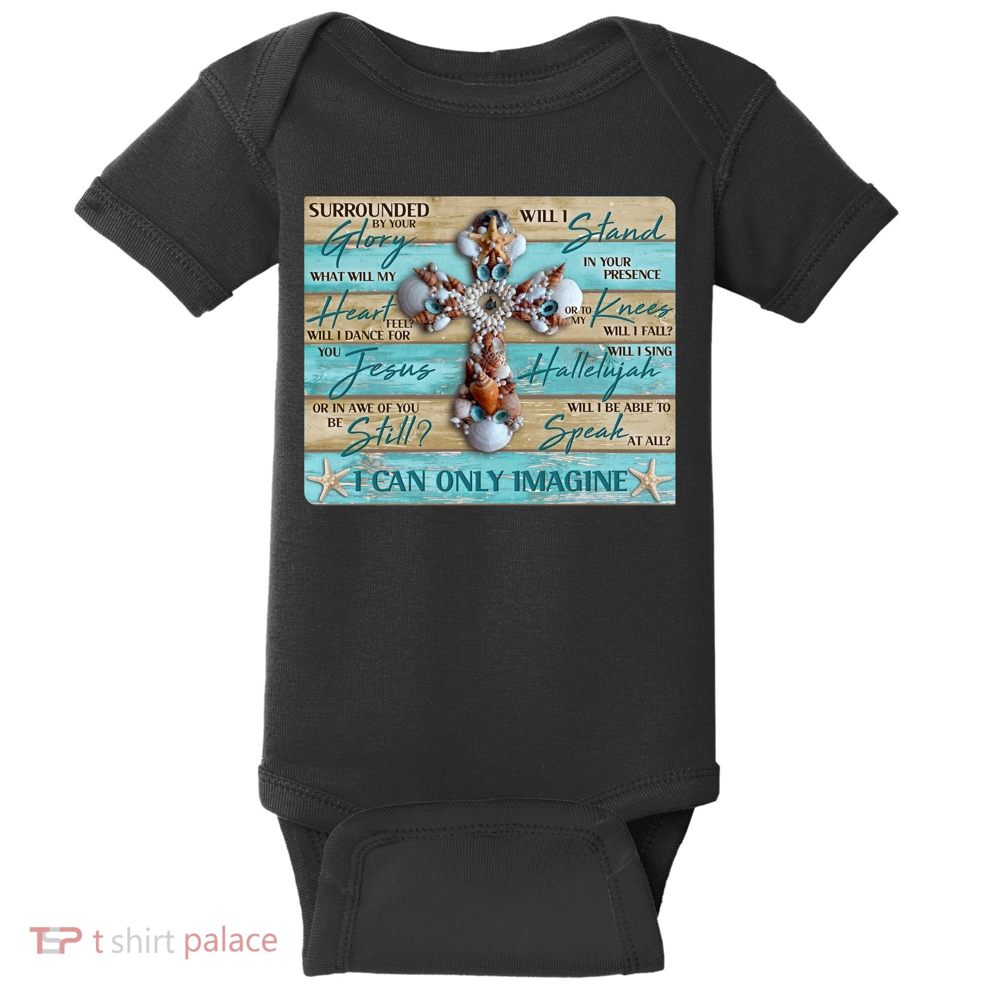 I Can Only Imagine Faith Sea Shell Cross Baby Bodysuit