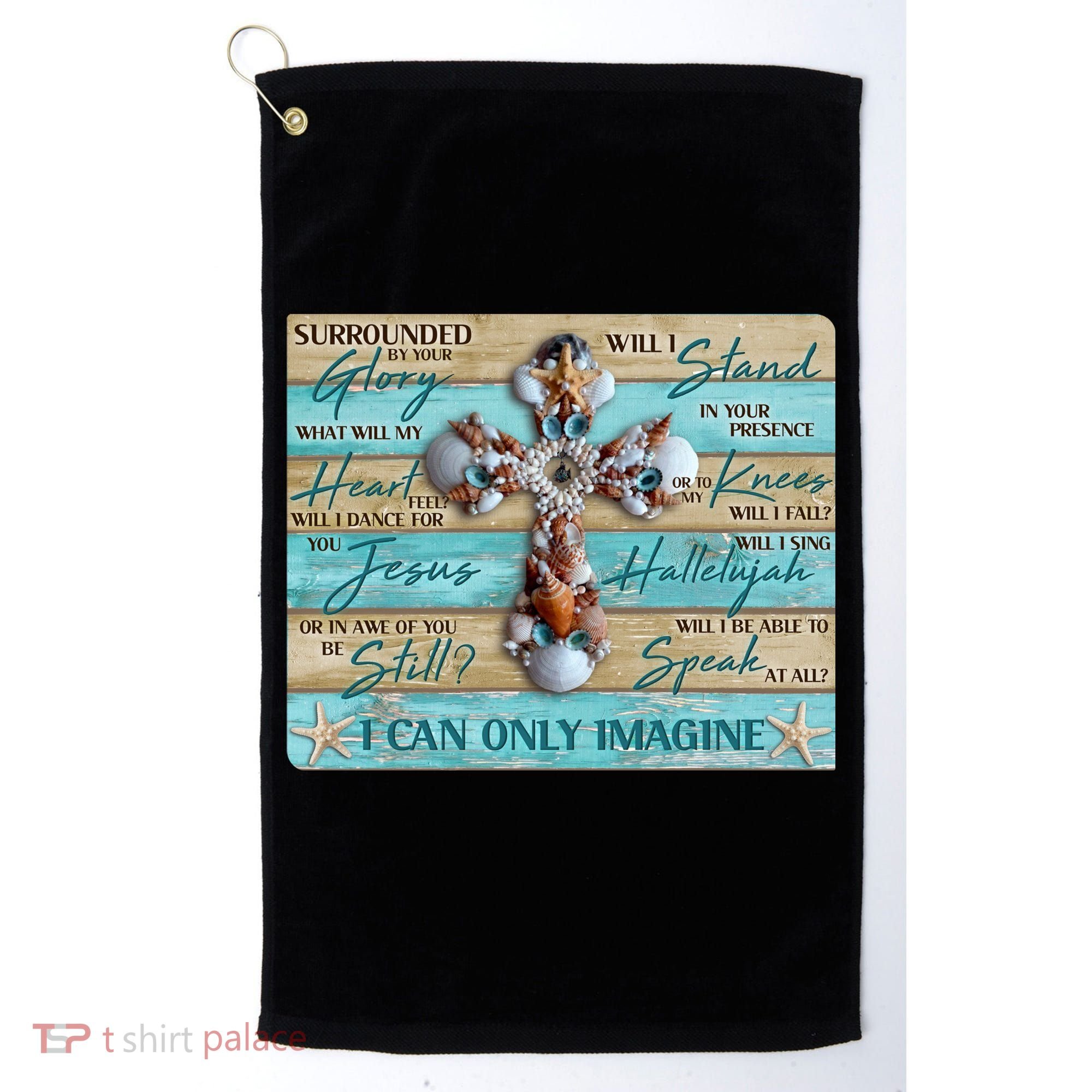 I Can Only Imagine Faith Sea Shell Cross Golf Towel