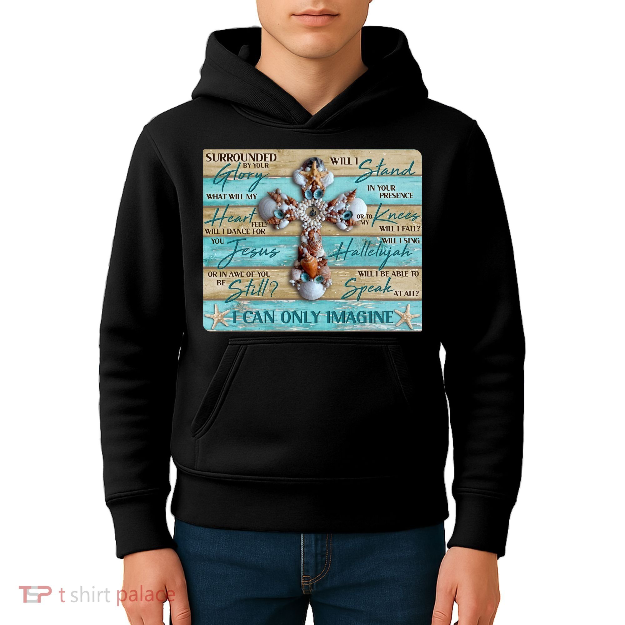 I Can Only Imagine Faith Sea Shell Cross Kids Hoodie