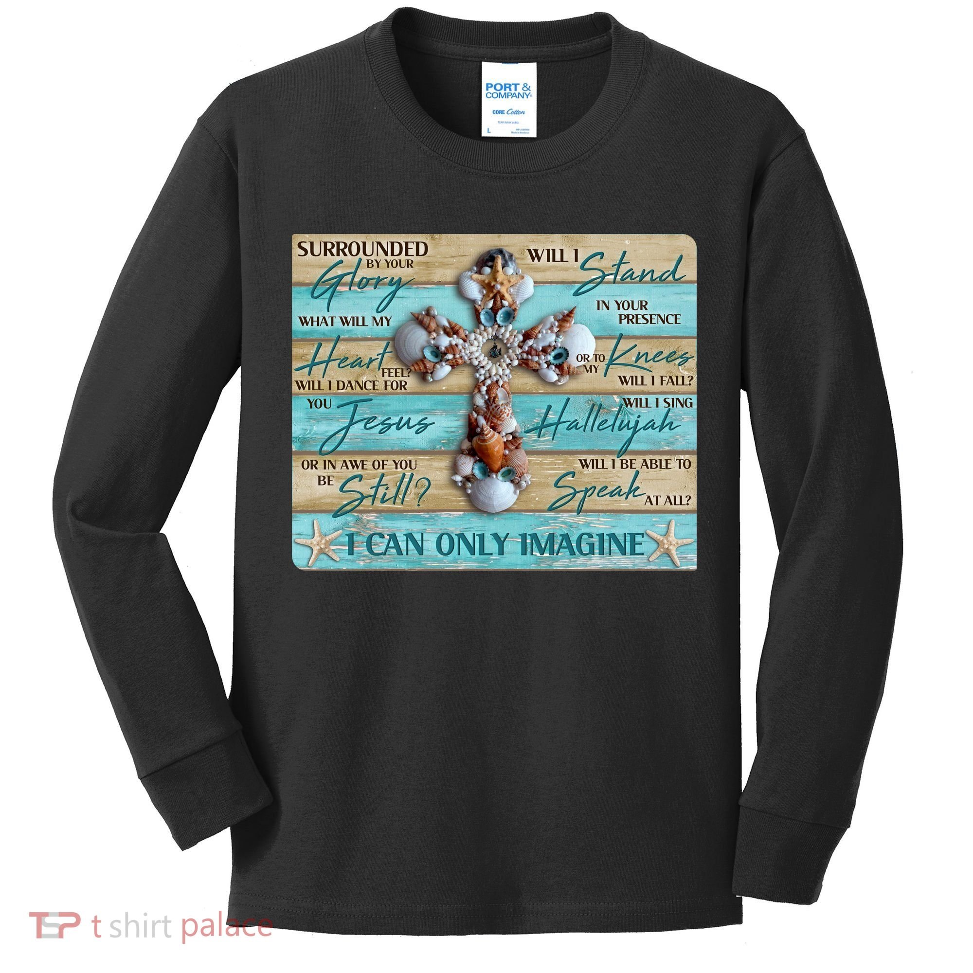 I Can Only Imagine Faith Sea Shell Cross Kids Long Sleeve Shirt