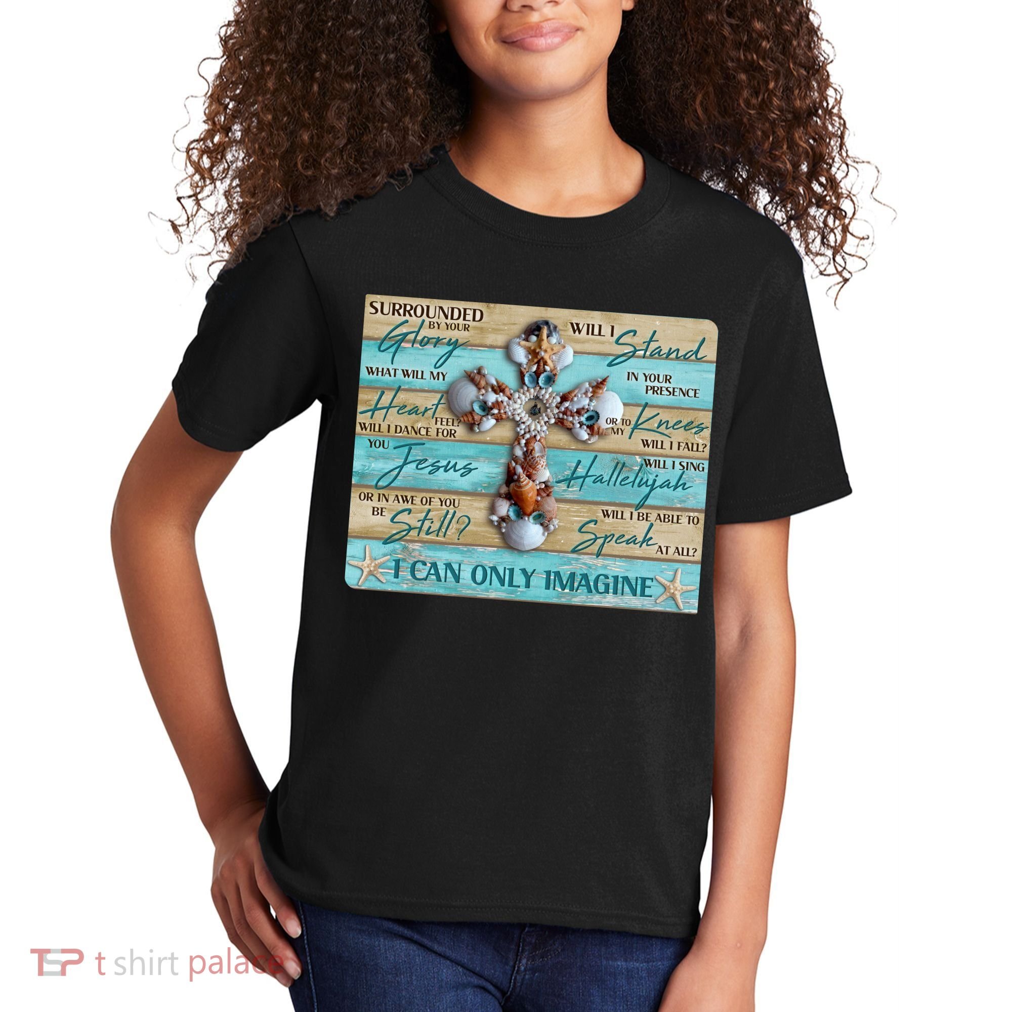 I Can Only Imagine Faith Sea Shell Cross Kids T-Shirt