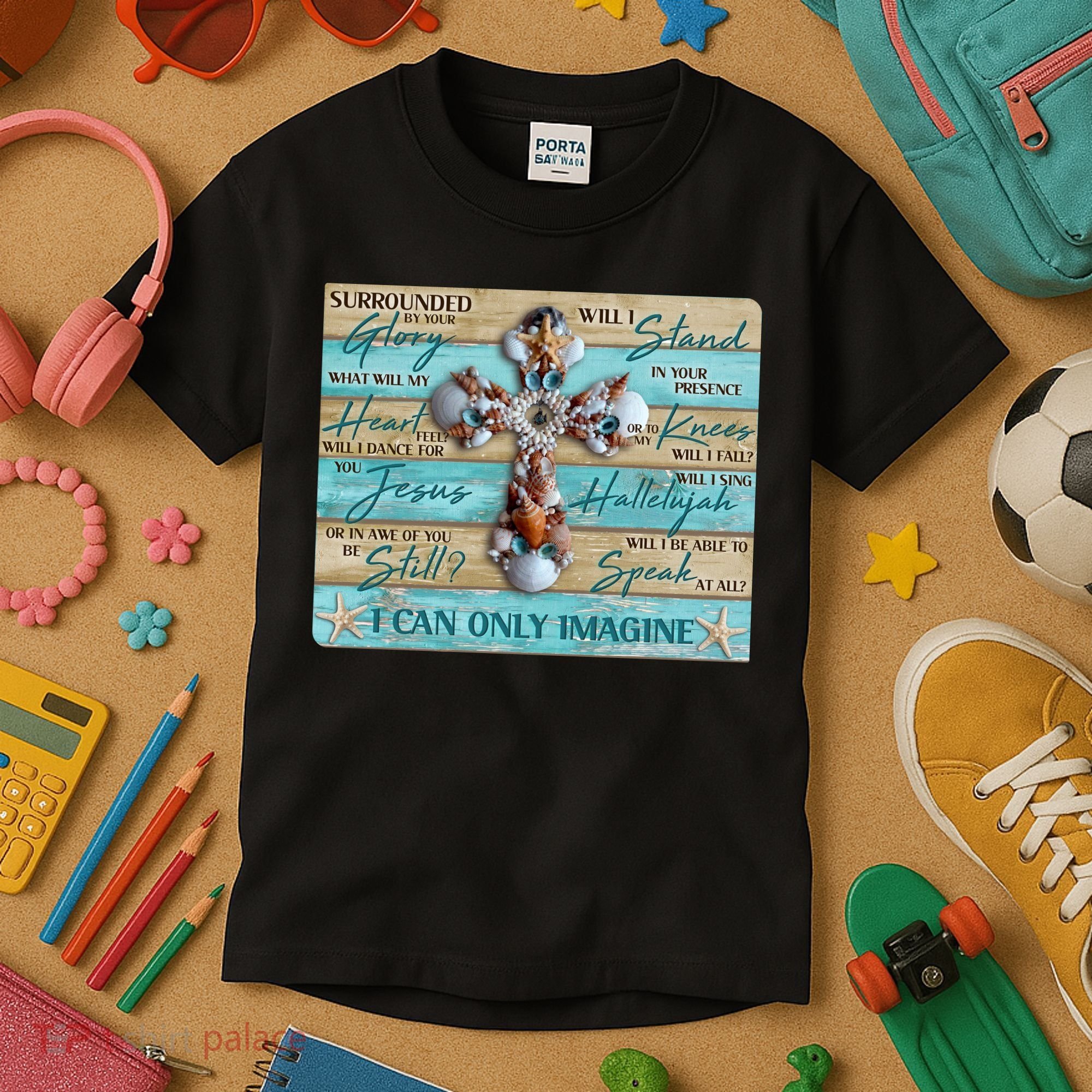 I Can Only Imagine Faith Sea Shell Cross Kids T-Shirt