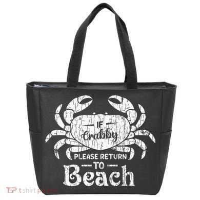 If Crabby Please Return To Beach Funny Summer Break Tote Bag